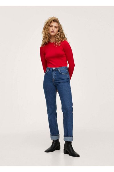 MANGO Woman Roter Strickpullover mit Knopfdetail für Damen