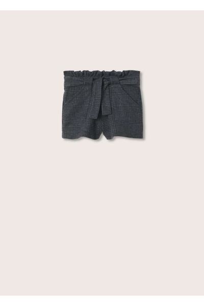 MANGO Kids Schwarze gemusterte Paperbag-Shorts für Kinder