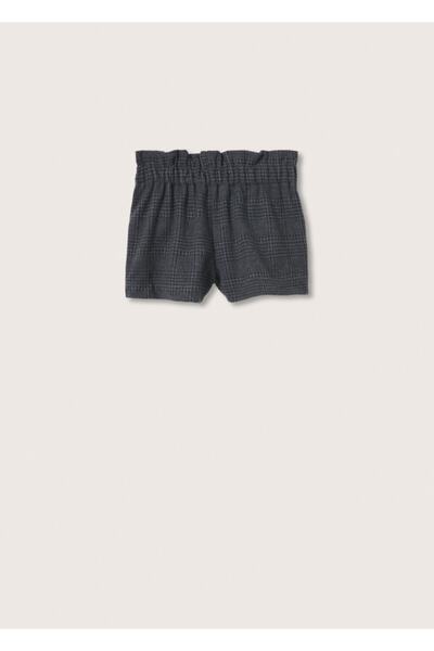 MANGO Kids Schwarze gemusterte Paperbag-Shorts für Kinder