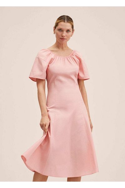 MANGO Woman Rochie din bumbac cu guler adunat