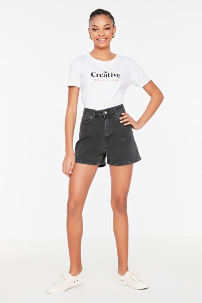 Trendyol Collection Shorts - Gray - High Waist