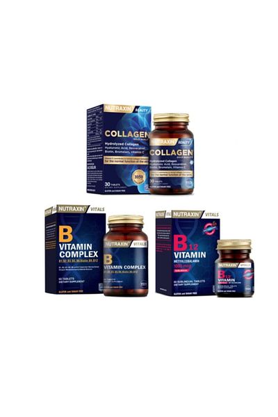 Nutraxin 30 Tablets Supplement + Vitamin B12 60 Linguistic Tablets + Vitamin B Complex 60 Tablets