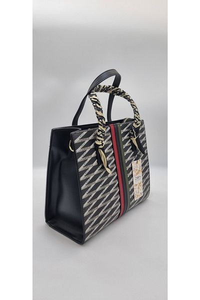 DSN Women's Black Scarf Detailed Handbag