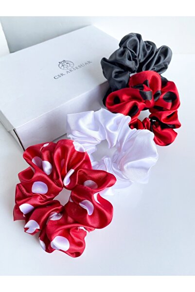 CSR AKSESUAR Set de 4 catarame elastice din satin cu buline