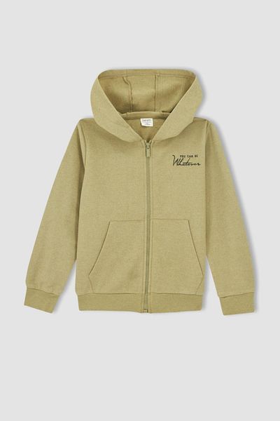 DeFacto Boy's Regular Fit Hooded Kangaroo Pocket Sweat Cardigan