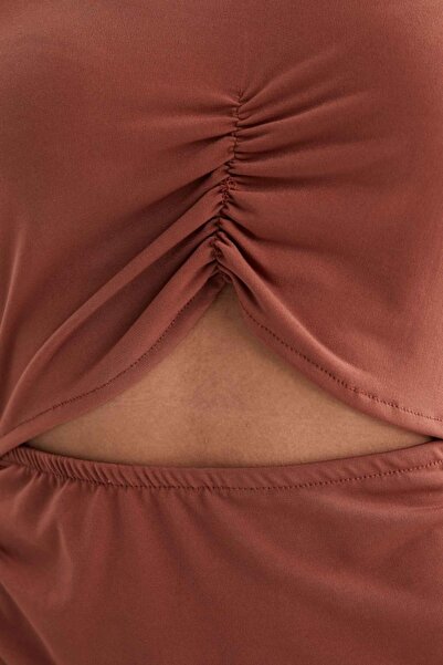 DeFacto Sukienka mini z okrągłym dekoltem i długim rękawem