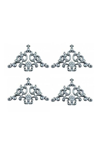DECOZZA Dekoratif Köşe Motifi Gümüş 4'lu Paket