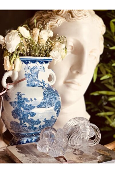 More Design Decoration Mavi Porselen Vazo