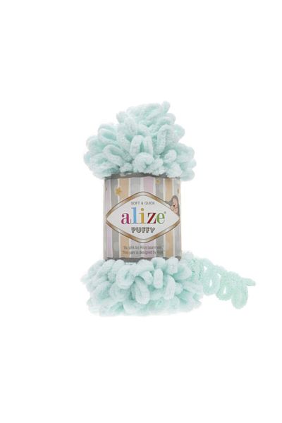 Alize Puffy 6 τεμάχια πλεκτό στο χέρι Water Green Color Hand Knitting Yarn Κωδικός χρώματος: 15