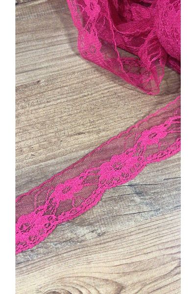 efem gipür Knitted Lace Tape 1 Mt Fujia Pink Machine Work