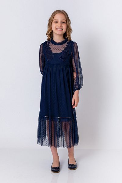 incity Κοριτσίστικο φόρεμα με γιακά με κορδόνια Navy Blue
