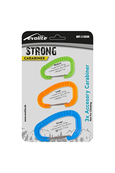 Evolite Strong 3'lü Karabina Seti - Siyah/haki/gri