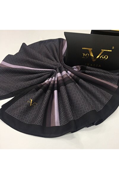 19V69 ITALIA Siyah Mor Şal Pavia Seri 90x200 Cm Eşarp Askısı Ve Hediyelik Set...