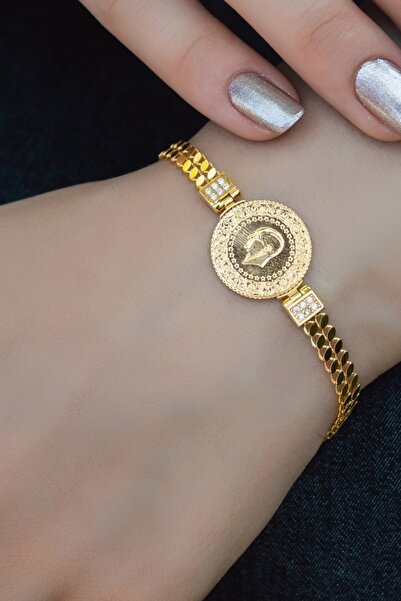 Ayyıldız Kuyumculuk Kadın Çeyrek Liralı Arpa Zincirli Bileklik