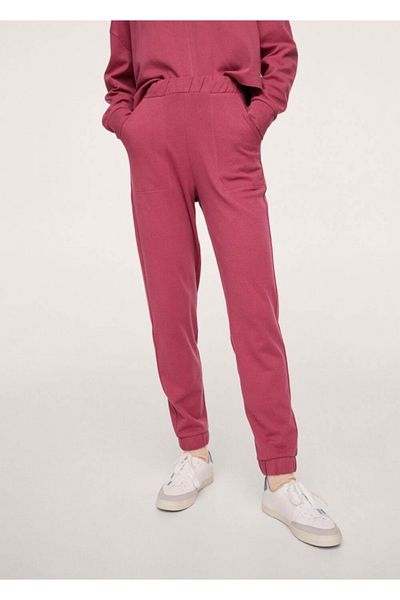 MANGO Woman Női Strawberry Red Jogger stílusú pamut melegítőnadrág