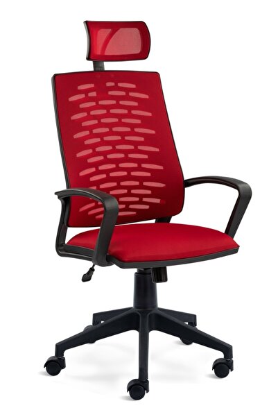 SERS MOBİLYA Sers Home&office I Plastik Ayak | Kırmızı Yönetici Koltuğu | Ofis Çalışma Koltuğu