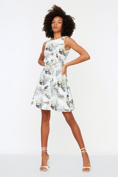 Trendyol Collection Vícebarevné páskové mini tkané šaty TWOSS20EL0750