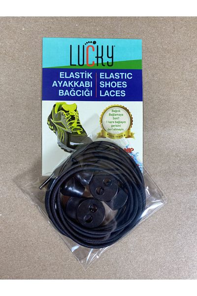 LUCKY Smart Locking Elastic Shoe Laces Rubber Laces 100 Cm Black