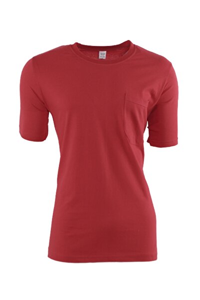 Çamdalı İş Elbiseleri Tricou de lucru Burgundy cu mânecă scurtă Single Jersey Business - Tricou cu gâtul O