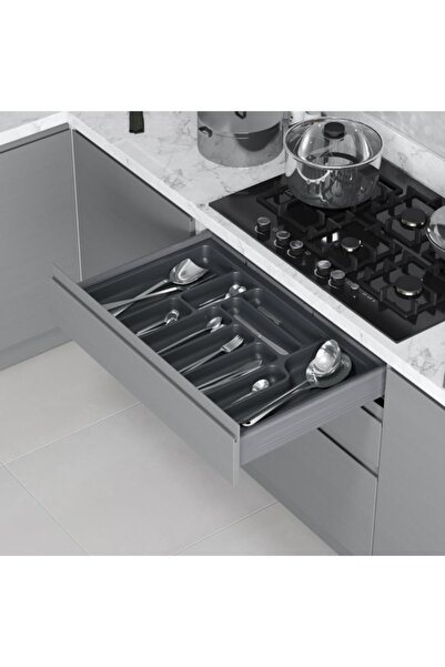 STARAX 2289 Çekmece Içi Plastik Kaşıklık Antrasit Renk 74x49 Cm (10 Gözlü) A-2289-a