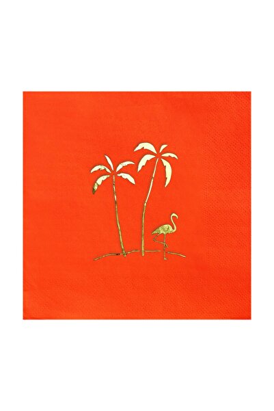 Story 16 Stück Orange Coloured - 33x32 Cm Gold Foil Palms Patterned Paper Nap...