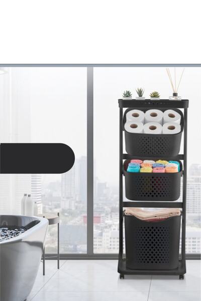 çarşıdayız منظم سلة متعدد الطبقات من ليون لايف تيتيز، 3 طبقات، أسود