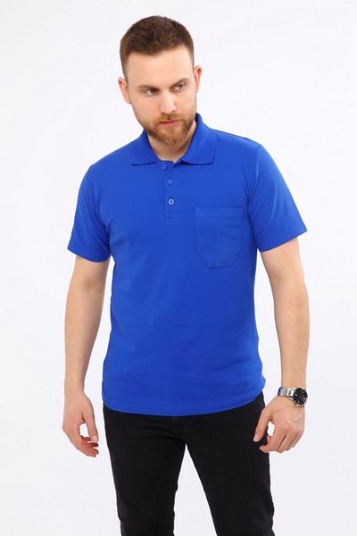 Çamdalı İş Elbiseleri Men's Polo Neck T-shirt Saks Blue Short Sleeve Pique Knitted Work T-shirt