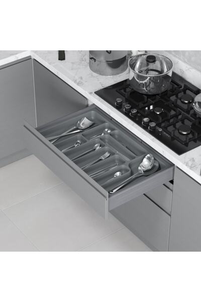STARAX S-2289 Çekmece Içi Plastik Kaşıklık Gri Renk 74x49 Cm