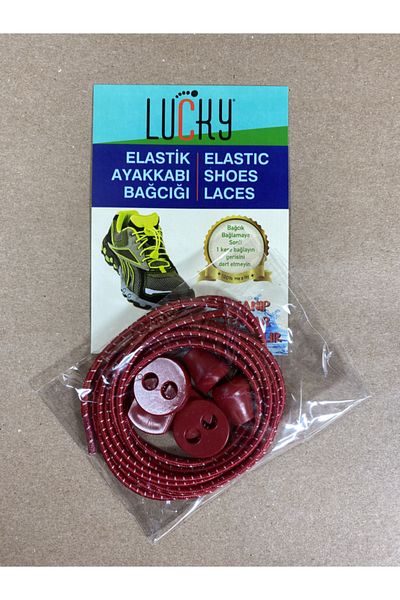LUCKY Smart Locking Elastic Shoe Laces Rubber Laces 100 Cm Red