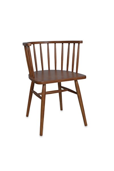 Meser Mobilya Kaburga Koyu Ceviz Kayın Ahşap Mutfak Sandalyesi