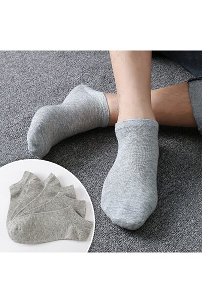 Meguca Socks Unisex Bamboo Seamless Booties Κάλτσες Γκρι Χρώμα 5 Ζεύγη
