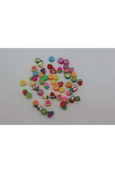 Hobimos 25 Pieces 10mm Mixed Fruit Figure Polymer Fimo Beads, Jewelry Making Beads