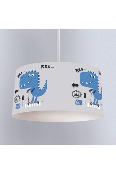 instababyrooms Blue Dinosaur Patterned Children's Room Digital Printed Pendant Chandelier