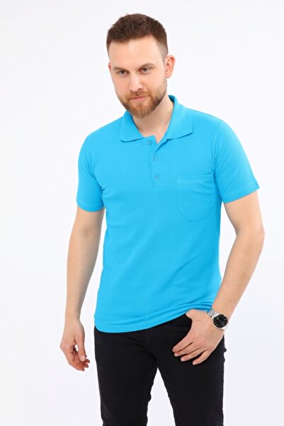 Çamdalı İş Elbiseleri Turquoise Sleeved Polo T-Shirts - Pocket / Knitter