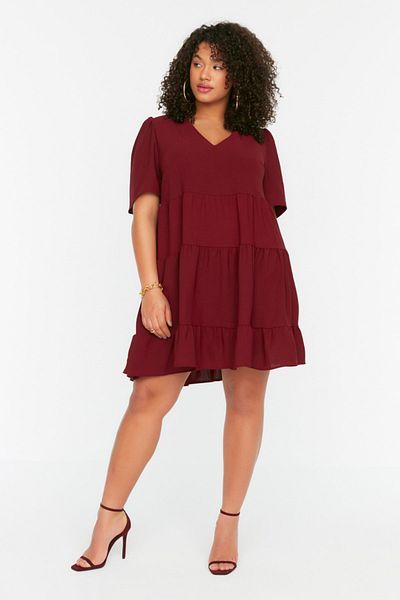 Trendyol Curve Plus Size Dress - Purple - A-line