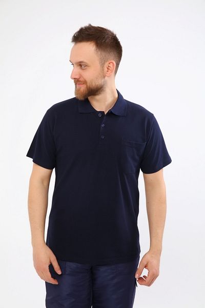 Çamdalı İş Elbiseleri Polo Neck Navy Blue Short Sleeve Pique Knitted Business T-Shirt with Pocket