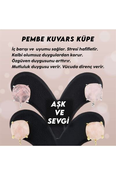 OSMANLI DEĞERLİ TAŞ أقراط من حجر الكوارتز الوردي الطبيعي المعتمد - 12 ملم ورد...