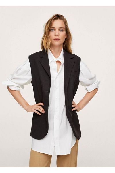 MANGO Woman Υπερμεγέθη υφασμάτινο μπουφάν