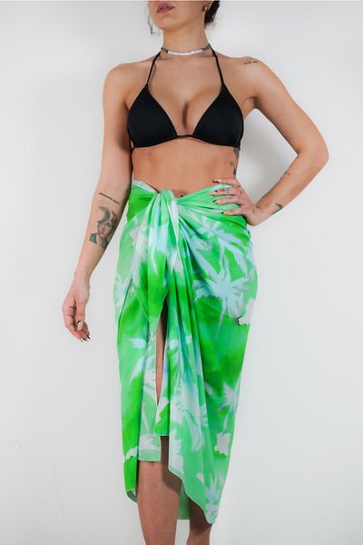 pistore Rochie de plajă pentru femei, verde neon, cu model, pareo lung, rochie de plajă, sezon nou
