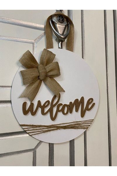 HOBİ55 Welcome Στολίδι Πόρτας Ξύλινο 30x30 2021-6