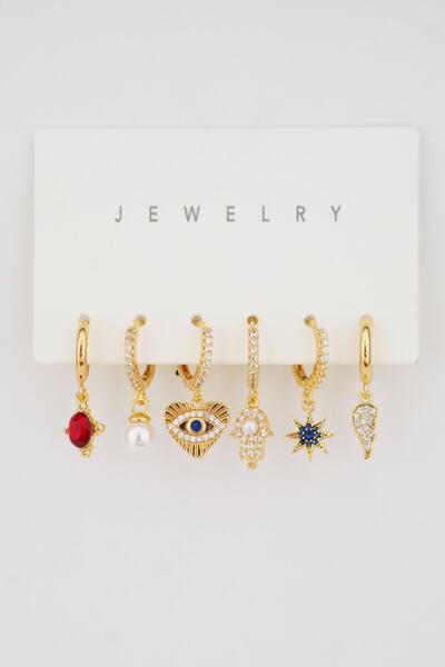 By Zeyna Aksesuar Kadın Altın Kaplama Kararmaz Zirkon Taşlı Inci Ve Kalp Deta...