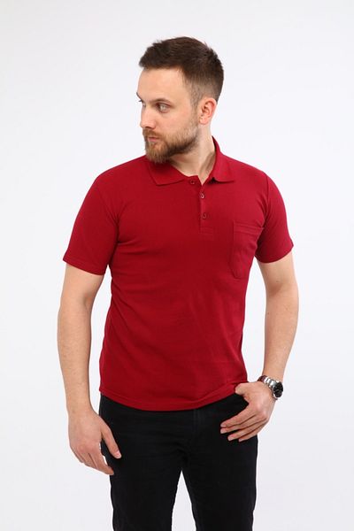 Çamdalı İş Elbiseleri Polo Neck Claret Red Short Sleeve Pique Knitted Work T-Shirt
