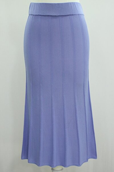 trikobis 2022 Ilkbahar Yaz Koleksiyonu Beli Lastikli Uzun Evaze Triko Etek