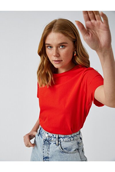 Koton Tricou de bază din bumbac cu mânecă scurtă pentru femei