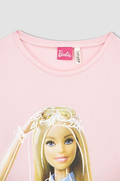 DeFacto Κοντομάνικο μπλουζάκι με κανονική εφαρμογή για κορίτσια με άδεια Barbie