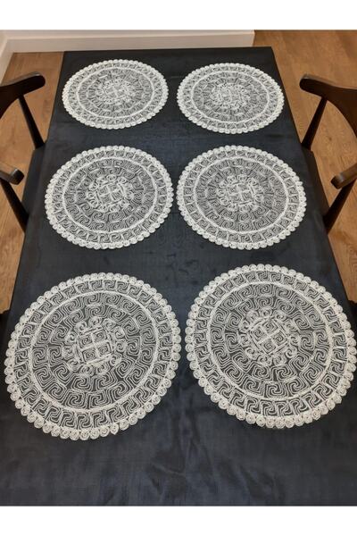 Finezza Lavinya Nakışlı Krem Supla ve Runner Seti 7 Parça 6 Kişilik - 954