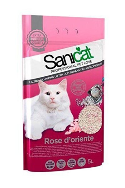 Sanicat Rose Dorien Topaklaşan Gül Kokulu Emici Dogal Kedi Kumu 5 Lt