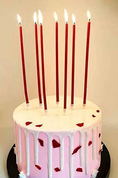 BEST PARTİ DOĞUM GÜNÜ PARTİ SÜSLERİ Kalem Mum Kırmızı Renk Pasta Mumu 20 Cm