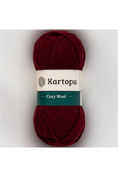 Kartopu Pack of 5 Cozy Wool K1116 Dark Burgundy 25% Wool Knitting Yarn