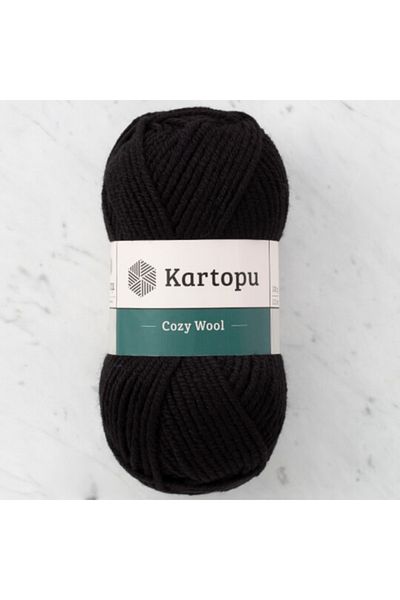 Kartopu Pack of 5 Cozy Wool K940 Black 25% Wool Knitting Yarn